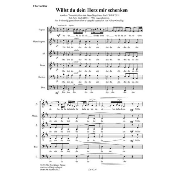 Willst du dein Herz mir schenken BWV518