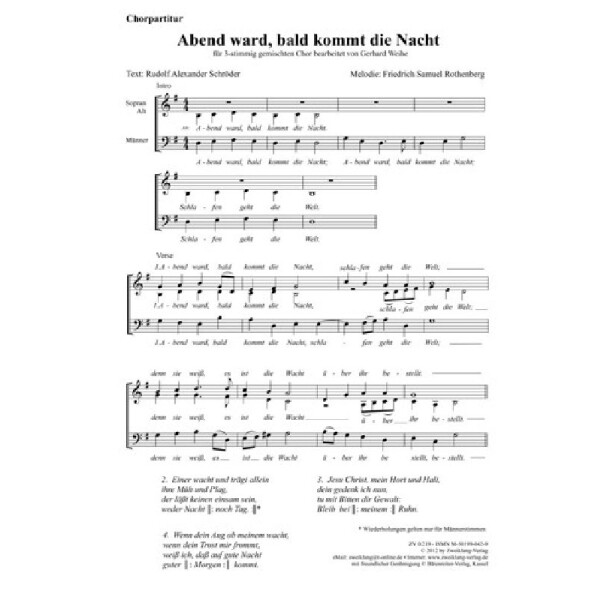 Abend ward bald kommt die Nacht