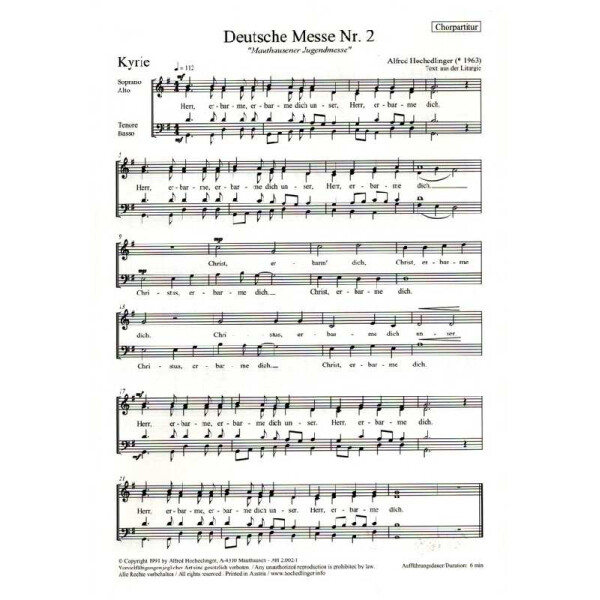 Deutsche Messe Nr.2 für gem Chor und