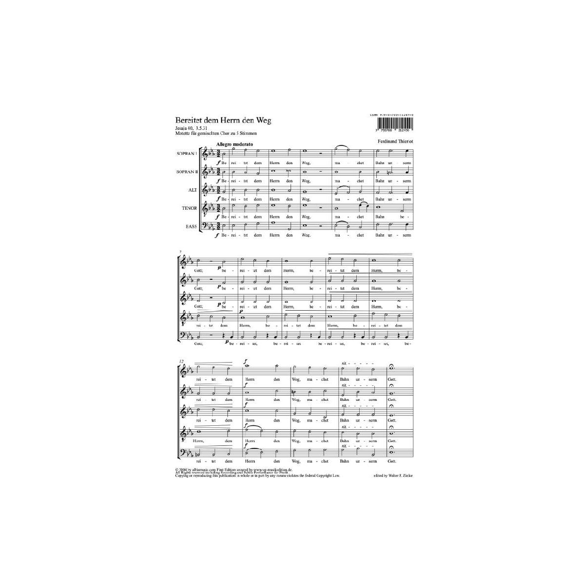Motette Bereitet dem Herrn den Weg