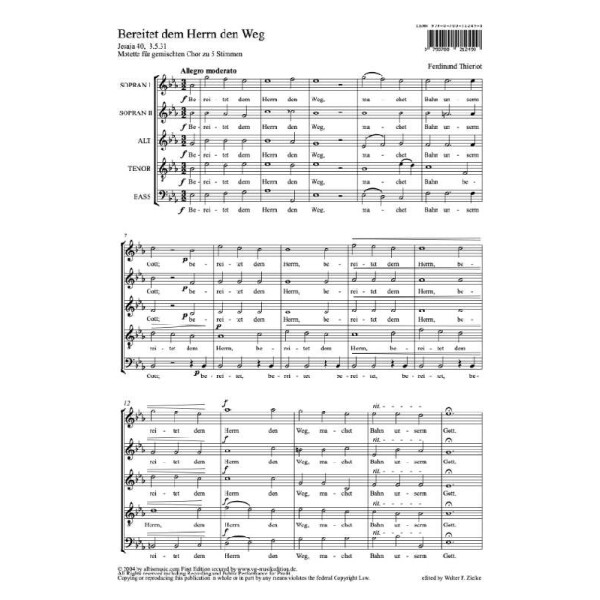 Motette Bereitet dem Herrn den Weg