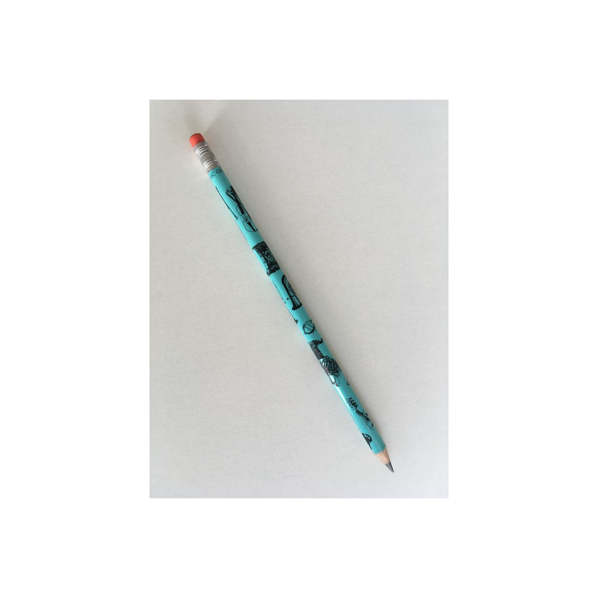 Bleistift Instrumente und roter Radiergummi (blau)