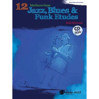 12 medium-easy Jazz, Blues and Funk Studies (+CD)