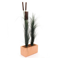 Europalms reed grass with cobs, artificial, dark green, 152cm