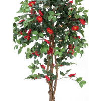 Europalms Kamelienbaum rot mit Topf, Kunstpflanze, 180cm