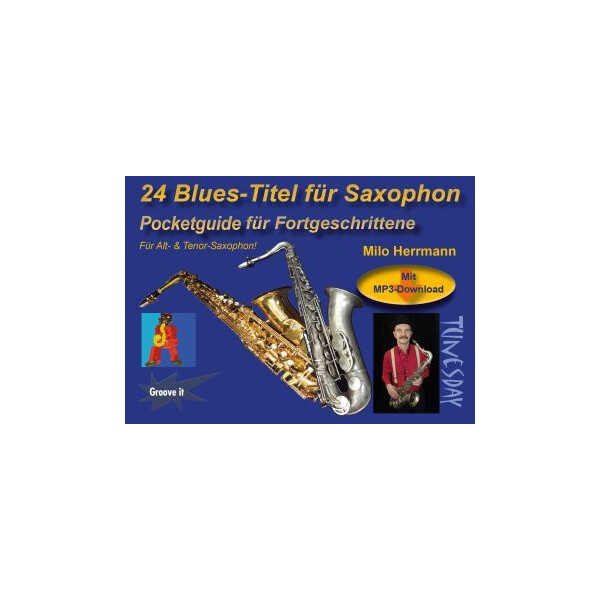 Pocketguide 24 Blues-Titel für Saxophon (+MP3-Download)