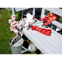 Europalms Cymbidiumzweig, künstlich, weiß-pink, 90cm