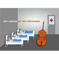 Postkarte Din A5 Drei genesen mit dem Kontrabass