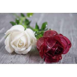 Europalms Kristallrose, Kunstblume, weiß, 81cm 12x