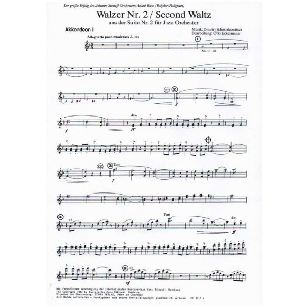 Walzer Nr.2 für Akkordeonorchester