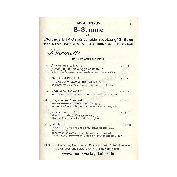 Weltmusik-Trios Band 2: für