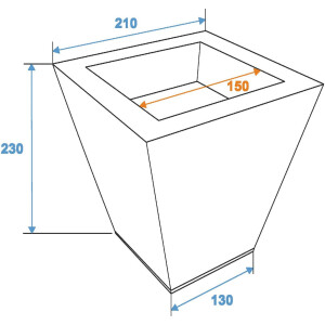 Europalms Übertopf, naturzink, 25cm eckig