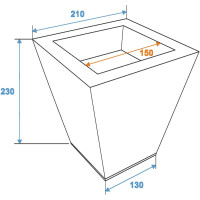 Europalms Übertopf, naturzink, 25cm eckig
