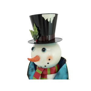 Europalms Schneemann mit Mantel, Metall, 150cm, blau