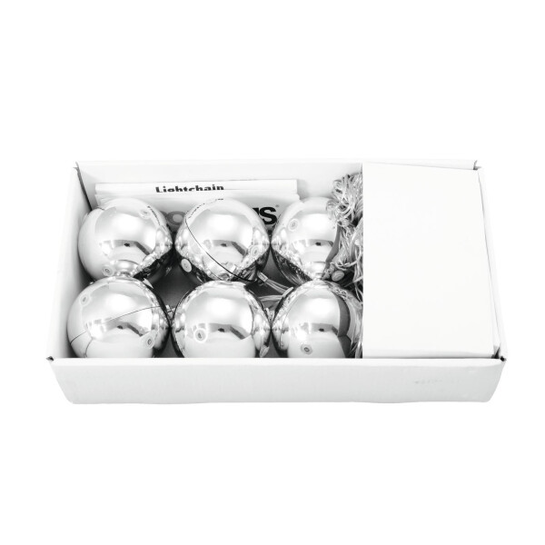 Europalms LED Weihnachtskugel 6cm,silber 6x