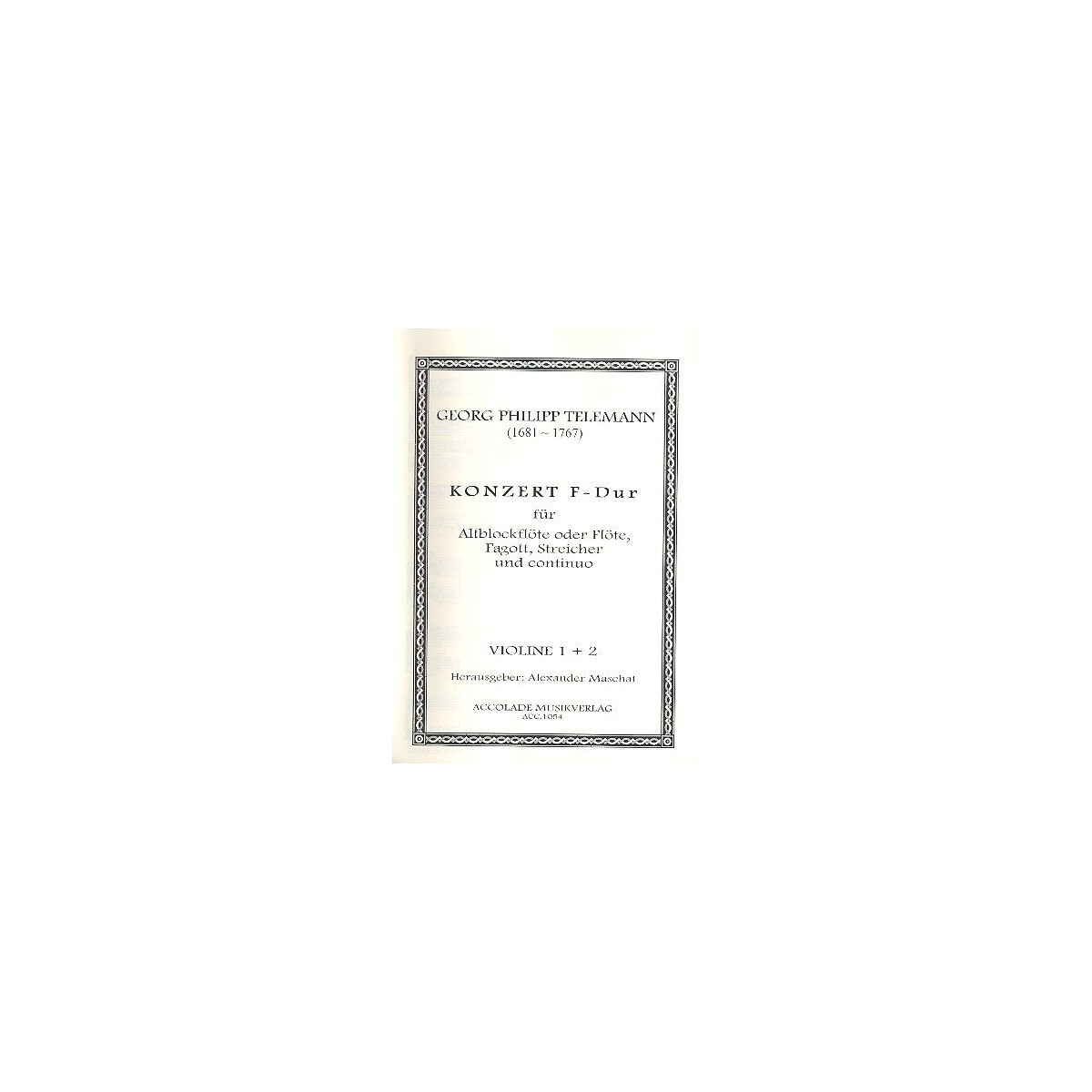 Konzert F-Dur für Altblockflöte (Fl),