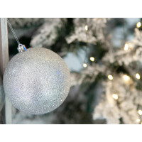 Europalms decorative ball 10cm, silver, glitter 4x
