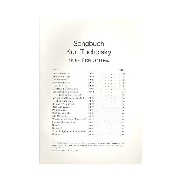 Songbuch Kurt Tucholsky:
