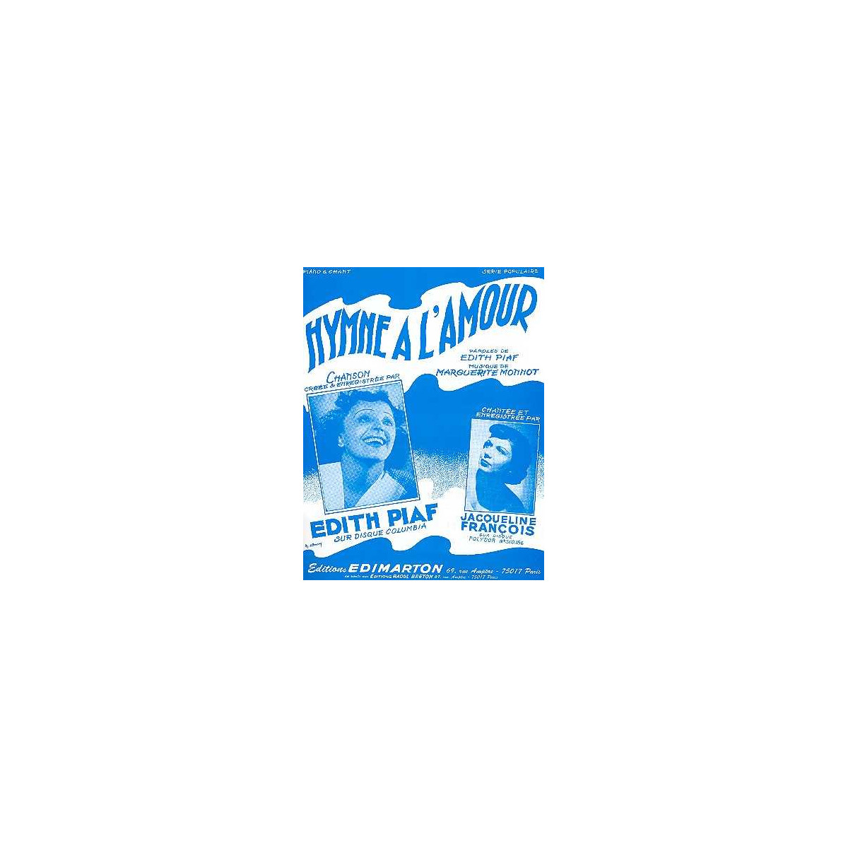 Hymne à lamour: pour chant et pia box