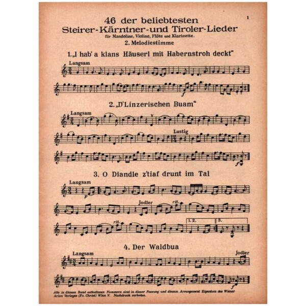 46 der beliebtesten Steirer-, Kärntner- und Tirolerlieder