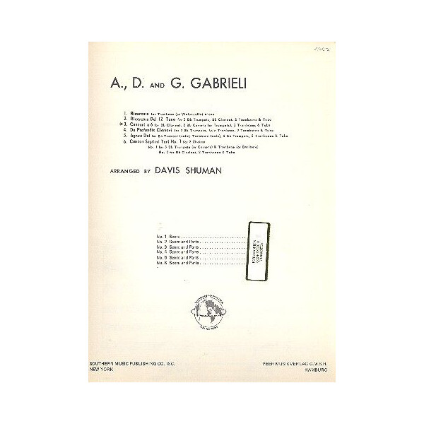 Canzoni à 6 for clarinet, 2 cornets