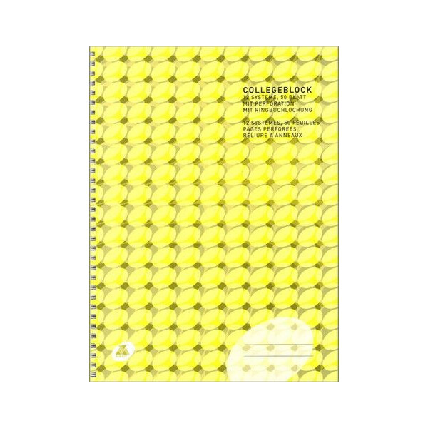 Collegeblock Din A4 hoch 12 Systeme 50 Blatt