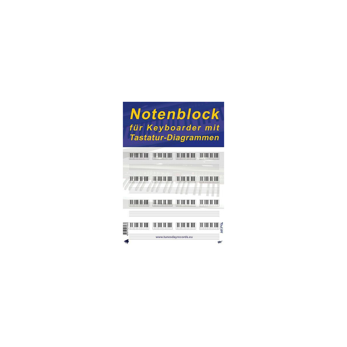 Notenblock Noten und Tastatur-Diagramm