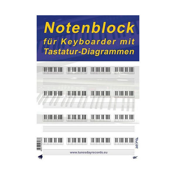 Notenblock Noten und Tastatur-Diagramm