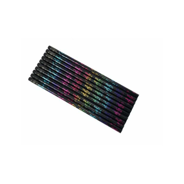 Bleistift mit Radiergummi Violinschlüssel schwarz/bunt