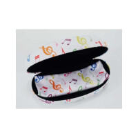 Sonnenbrillenetui Violinschlüssel weiß/bunt mit Mikrofasertuch