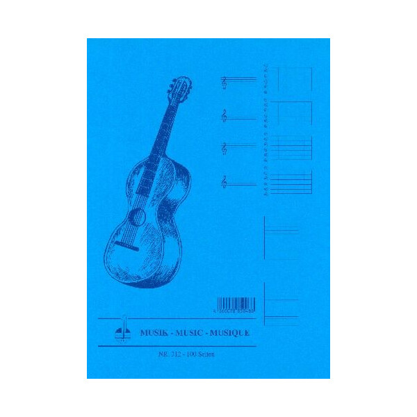 Notenblock für Gitarre DIN A4 hoch 3x2 Systeme