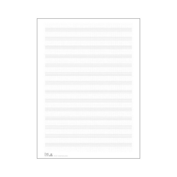 Notenpapier 34 x 25cm 14 Systeme hoch mit Hilfslinien