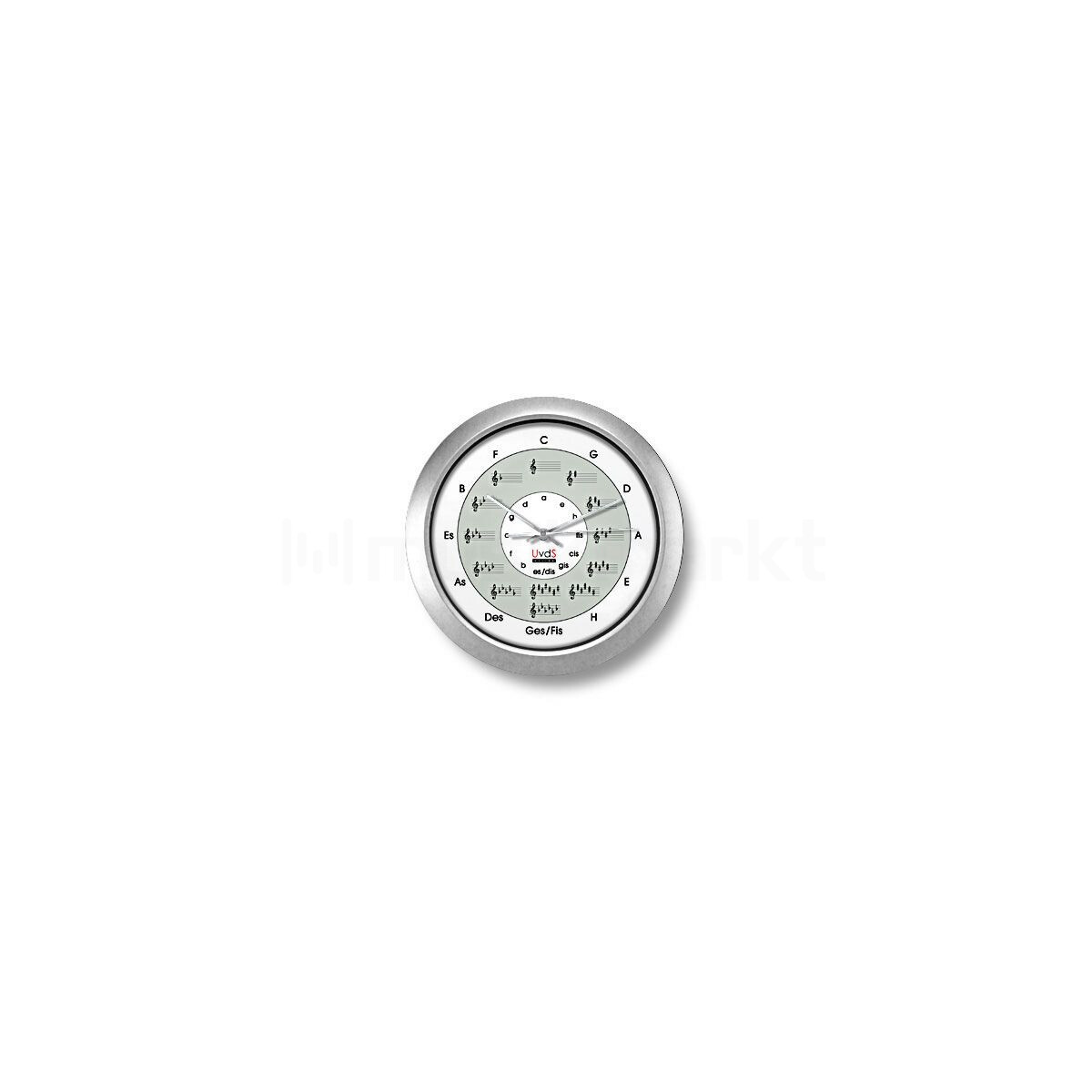 Quintenzirkeluhr Deluxe mit Echtglasscheibe
