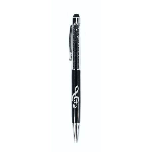 Kugelschreiber / Touchpen Violinschlüssel schwarz/Kristall