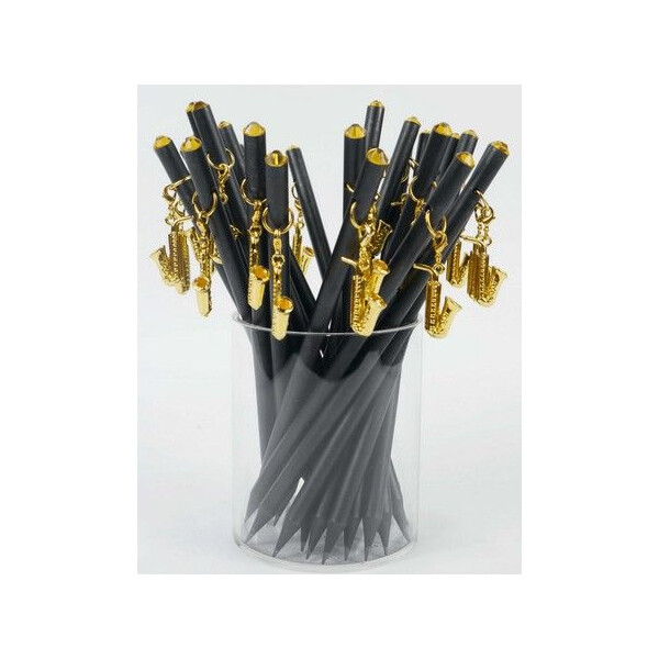 Bleistift mit Anhänger Saxophon golden/Kristall