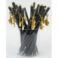 Bleistift mit Anhänger Saxophon golden/Kristall