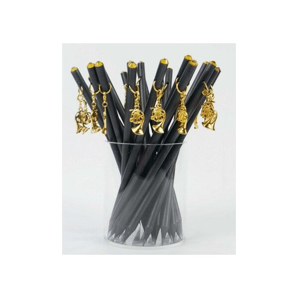 Bleistift mit Anhänger Horn golden/Kristall