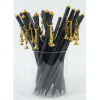 Bleistift mit Anhänger Trompete golden/Kristall