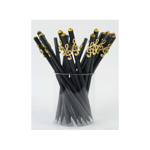 Bleistift mit Violinschlüssel golden/Kristall