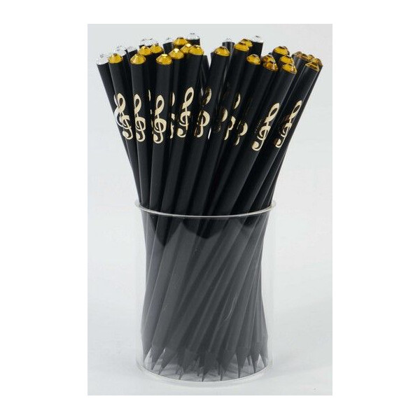 Bleistift mit Violinschlüssel golden Folie/Kristall