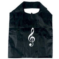 Einkaufstasche faltbar Violinschlüssel schwarz 48 x 37 cm