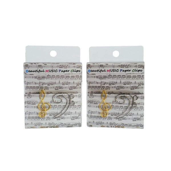 Büroklammer Violinschlüssel gold und Bassschlüssel silber 3 cm