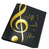Ringmappe All I need is music schwarz/gold Din A4 2-Ring-Mechanik