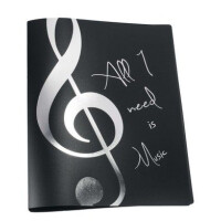 Ringmappe All I need is music schwarz/silber Din A4 2-Ring-Mechanik
