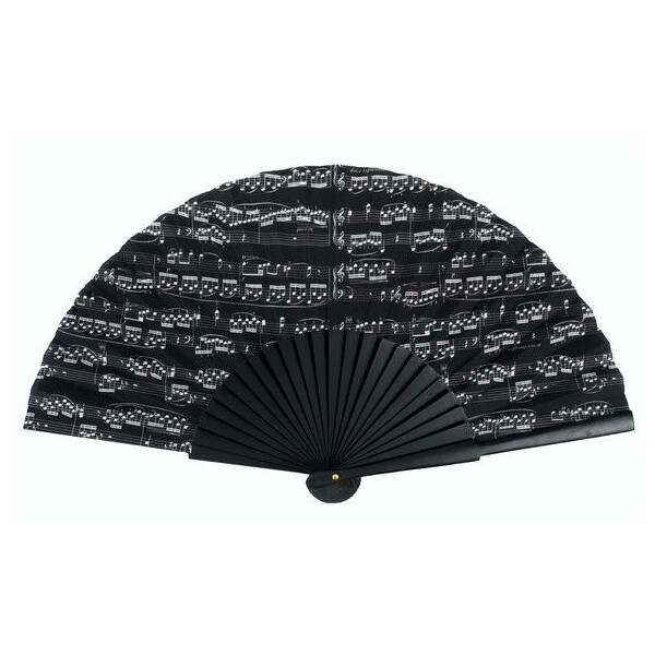 Fächer Notenzeilen schwarz Holz 23 cm