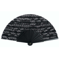 Fächer Notenzeilen schwarz Holz 23 cm