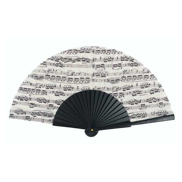 Fächer Notenzeilen creme Holz 23 cm