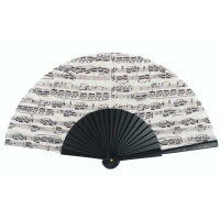 Fächer Notenzeilen creme Holz 23 cm