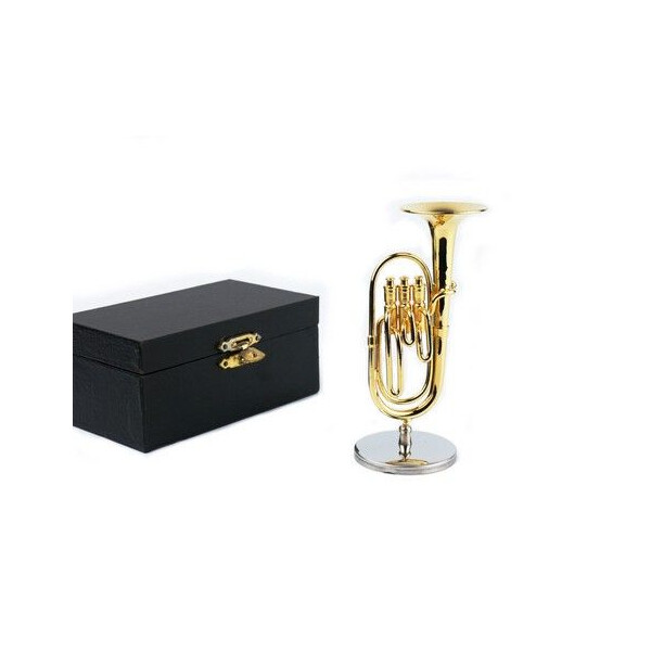 Tuba mit Ständer und Geschenkbox 10,16cm vergoldet