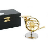 Horn mit Ständer und Geschenkbox 9cm vergoldet